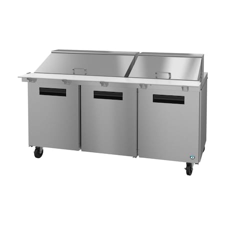 Hoshizaki Refrigerator, Three Section Mega Top Prep Table, Stainless Doors,  SR72B-30M